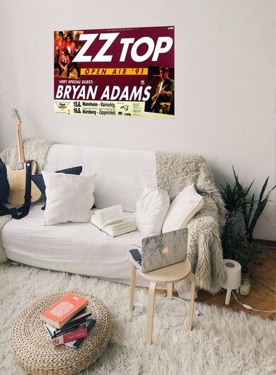 ZZ Top & Bryan Adams,- Open Air, Mannheim & Nürnberg 1991 - Konzertplakat