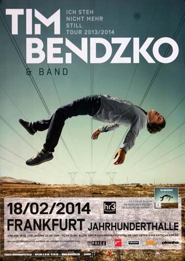 Tim Bendzko & Band - Ich Steh Still, Frankfurt 2014 - Konzertplakat