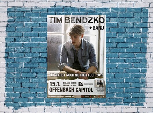 Tim Bendzko & Band - Noch nie hier, Frankfurt 2012 - Konzertplakat