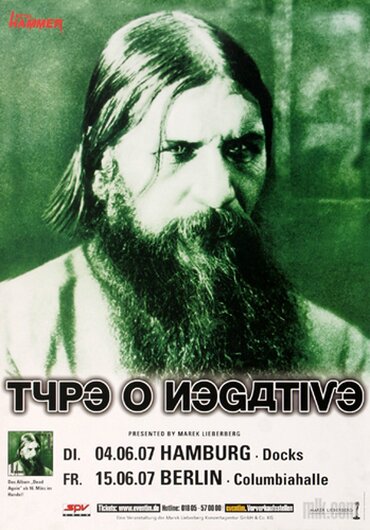 Type O Negative - Dead Again, Hamburg & Berlin 2007 - Konzertplakat