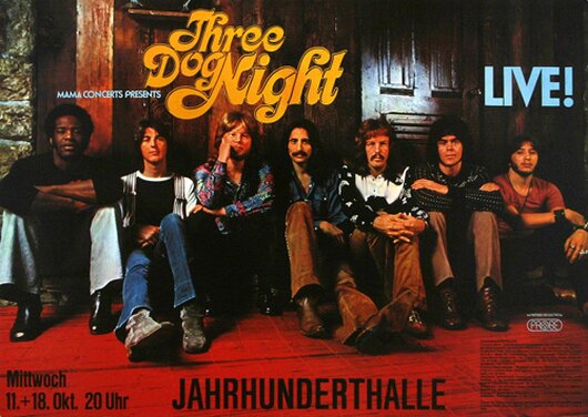 Three Dog Night - Around the World, Frankfurt 1972 - Konzertplakat