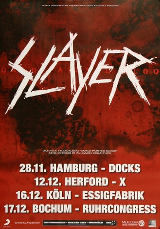 Slayer - Playing With Dolls, Tour 2009 - Konzertplakat