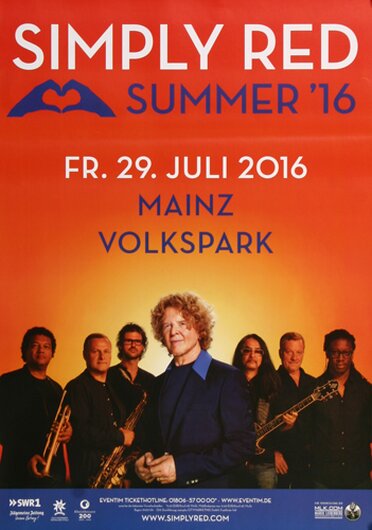 Simply Red - Summer , Mainz 2016 - Konzertplakat