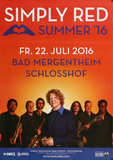 Simply Red - Summer , Bad Mergentheim 2016 - Konzertplakat