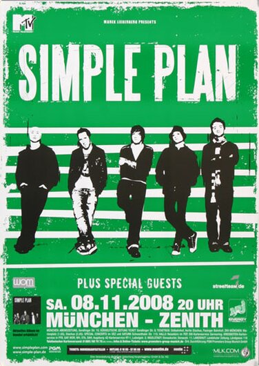 Simple Plan - Your Love Is a Lie , München 2008 - Konzertplakat