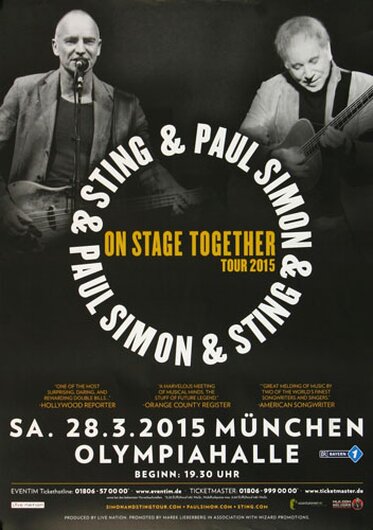 Paul Simon & Sting - On Stage , München 2015 - Konzertplakat