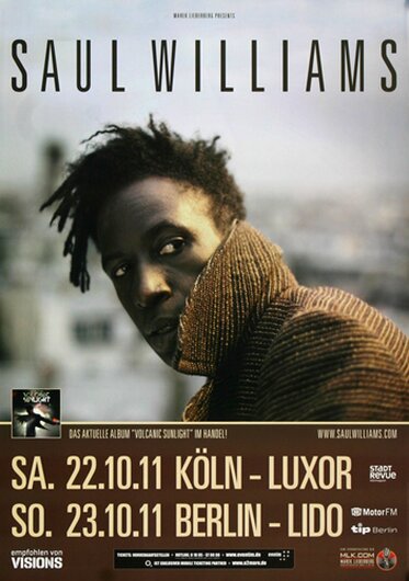 Saul Williams - Volcanic Sunlight, Köln & Berlin 2011 - Konzertplakat