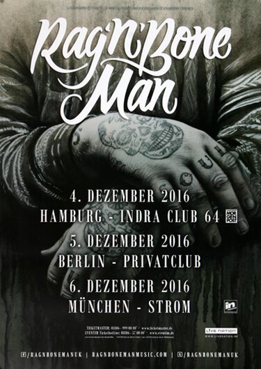 Rag´n Bone Man - Dog´n Bone, Tour 2016 - Konzertplakat