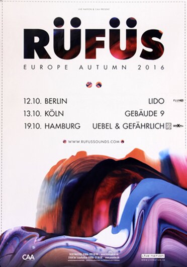 Rüfüs - Bloom, Tour 2016 - Konzertplakat
