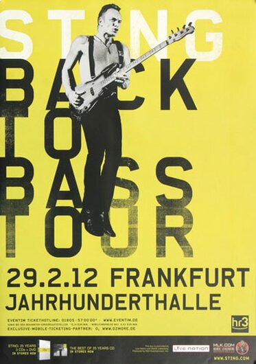 Sting - Back To Bass, Tour 2012 - Konzertplakat
