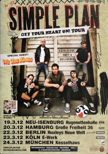 Simple Plan - Get Your Heart On, Tour 2012 - Konzertplakat