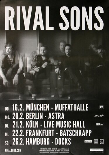 Rival Sons - Hollow Bones, Tour 2017 - Konzertplakat