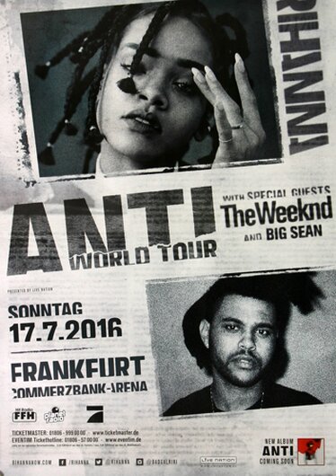 Rihanna, World Tour, Frankfurt 2016 - Konzertplakat