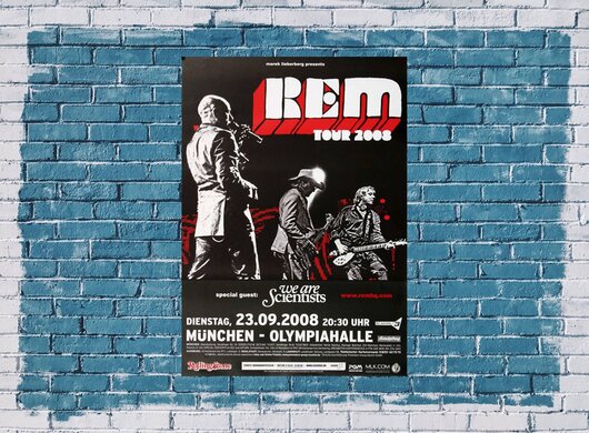 R.E.M - Live , s/w, München, 2008, Concert, Poster,