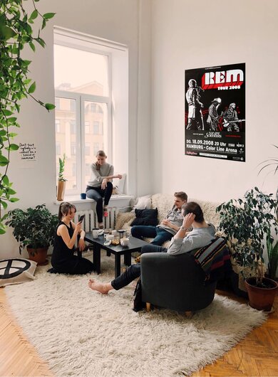 R.E.M - Live , s/w, Hamburg 2008 - Konzertplakat