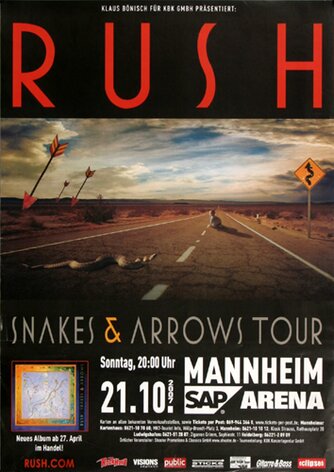 Rush - Snakes & Arrows, Mannheim 2007 - Konzertplakat