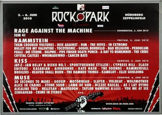 door elkaar haspelen Elektronisch Huh ROCK AM RING & PARK - Rock im Park, Rock am Ring 2010 - Konzertplakat,  39,90 €