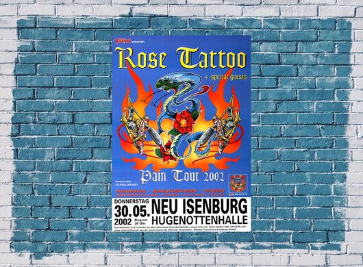 Rose Tattoo - Pain Tour, N-I, 2002 - Konzertplakat