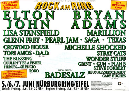 ROCK AM RING & PARK - 1992, Rock am Ring 1992 - Konzertplakat