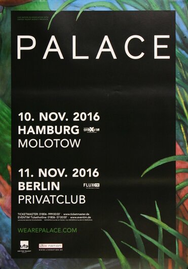 Palace, Will Oldham-Pond Scum, Hamburg & Berlin 2016, Konzertplakat