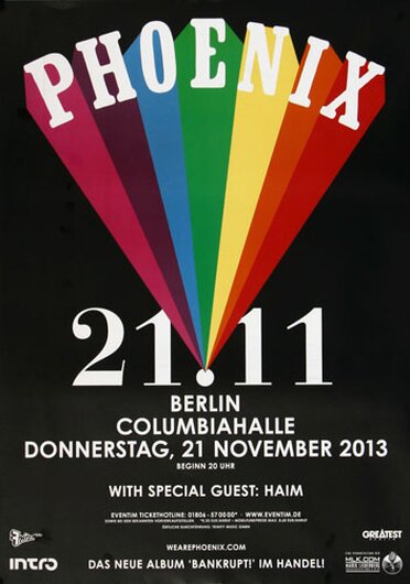 Phoenix - Entertainment , Berlin 2013 - Konzertplakat
