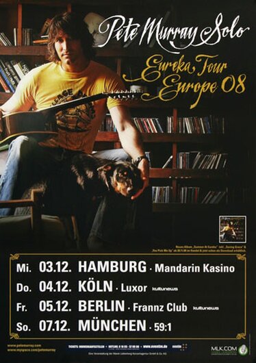 Pete Murray & Band - Eureka, Tour 2008 - Konzertplakat