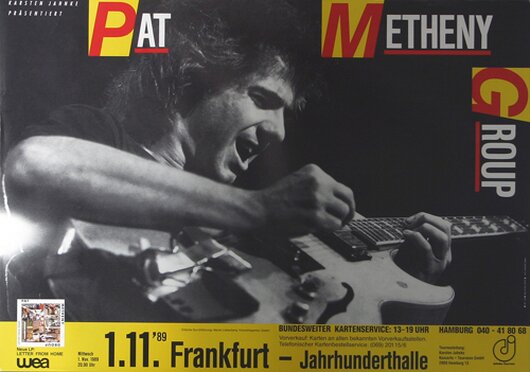 Pat Metheny - Letter From Home, Frankfurt 1989 - Konzertplakat