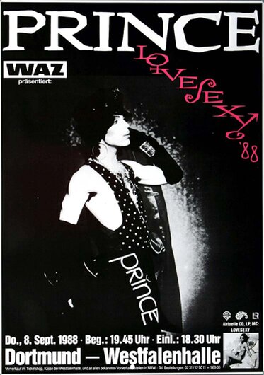 Prince, Lovesexy, Dortmund, 1988, Due to the old age (45 years) of the poster -
 small irregularities in the poster paper.