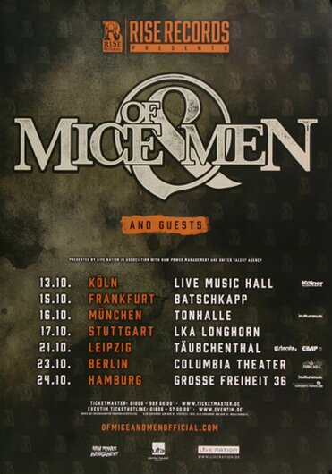 Of Mice & Men - Cold World, Tour 2016 - Konzertplakat
