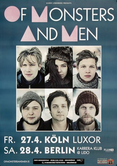 Of Monster And Men - Dirty Paws, Köln & Berlin 2012 - Konzertplakat
