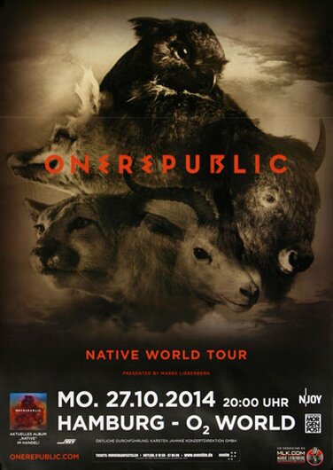 OneRepublic - Native World , Hamburg 2014 - Konzertplakat