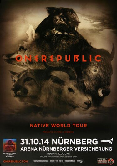 OneRepublic - Native World , Nürnberg 2014 - Konzertplakat
