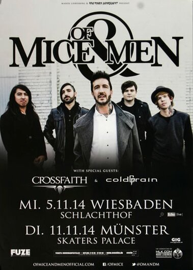 Of Mice & Men - Restoring Force, Wiesbaden & Münster 2014 - Konzertplakat