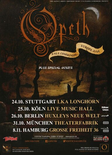 Opeth - Pale Communion, Tour 2014 - Konzertplakat