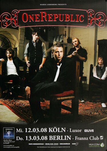OneRepublic - Dreaming, Köln & Berlin 2008 - Konzertplakat