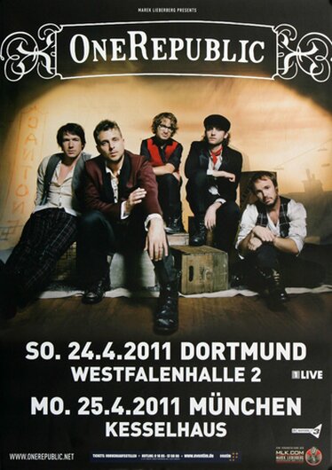 OneRepublic - On Tour In, Dortmund & München 2011 - Konzertplakat