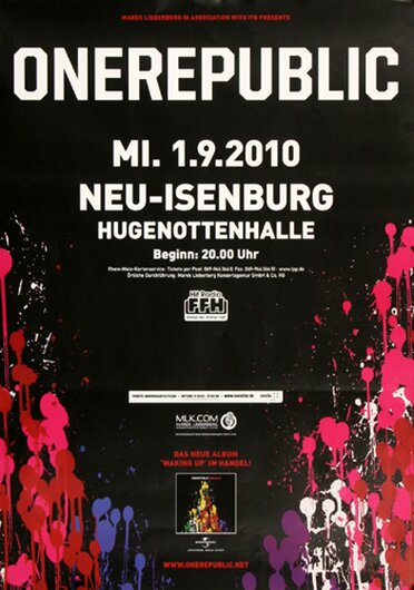OneRepublic - Waking Up N-I, Neu-Isenburg & Frankfurt 2010 - Konzertplakat