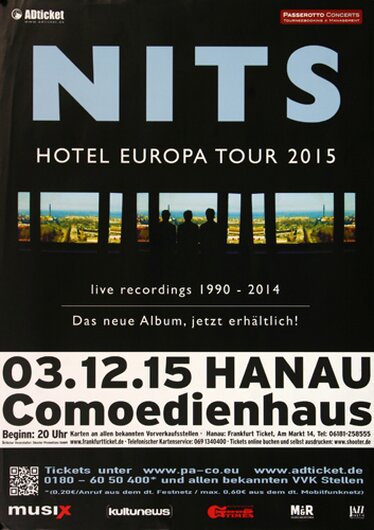Nits - Hotel Europa, Hanau 2015 - Konzertplakat