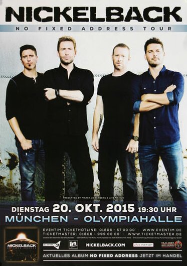 Nickelback - No Fixed Address , München 2015 - Konzertplakat