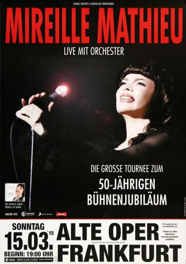 Mireille Mathieu - Live mit Orchester, Frankfurt 2015 - Konzertplakat