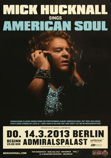 Mick Hucknall  - American Soul , Berlin 2013 - Konzertplakat
