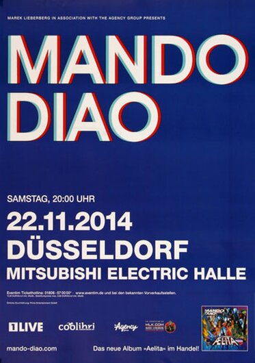 Mando Diao - Blue , Düsseldorf 2014 - Konzertplakat