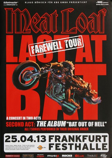 Meat Loaf - Farewell Tour, Frankfurt 2013 - Konzertplakat