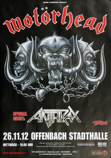 Motörhead - Alive and Swinging, Frankfurt 2012 - Konzertplakat