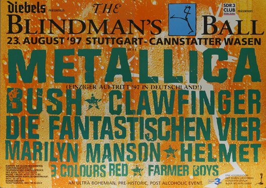 Metallica - Blindmans Ball, Stuttgart 1997 - Konzertplakat