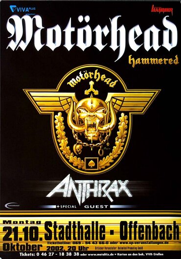 Motörhead  - Hammered, Frankfurt 2002 - Konzertplakat
