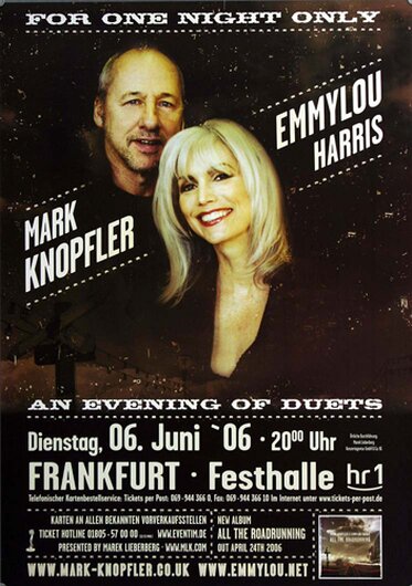 Emmylou Harris & Mark Knopfer, One Night Only, Frankfurt, 2006, Concert, Poster,