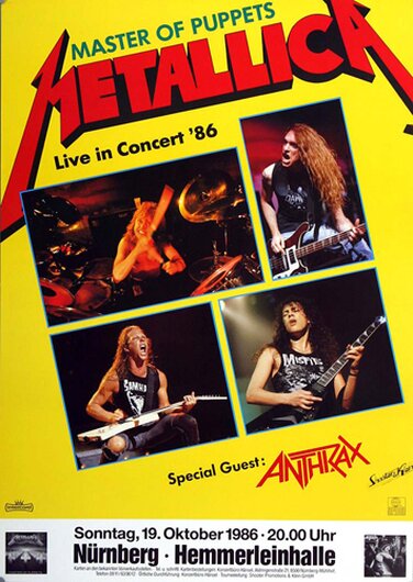 Metallica - Master Of Puppets , Nürnberg 1986 - Konzertplakat