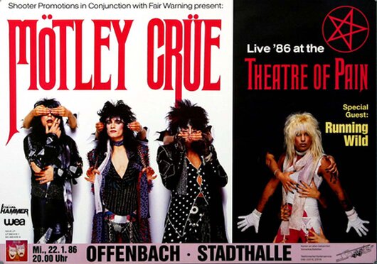 Mötley Crüe - Theatre of Pain, Frankfurt 1986 - Konzertplakat