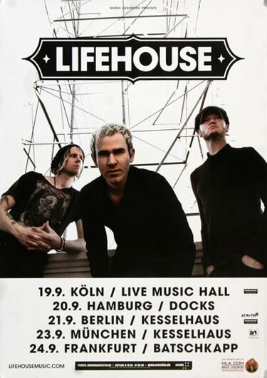 Lifehouse - Hurricane, Tour 2015 - Konzertplakat